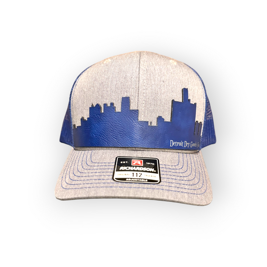 Detroit City Skyline Leatherette Patch Hat