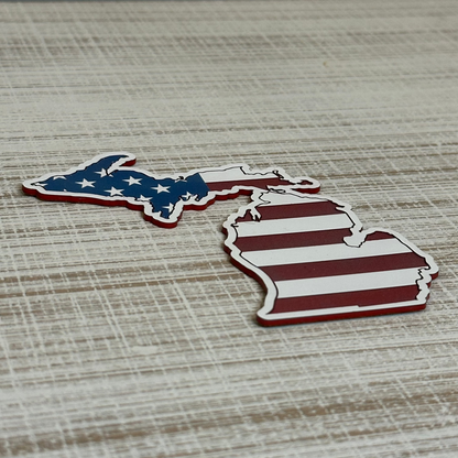 American Flag MI Acrylic Car Badge