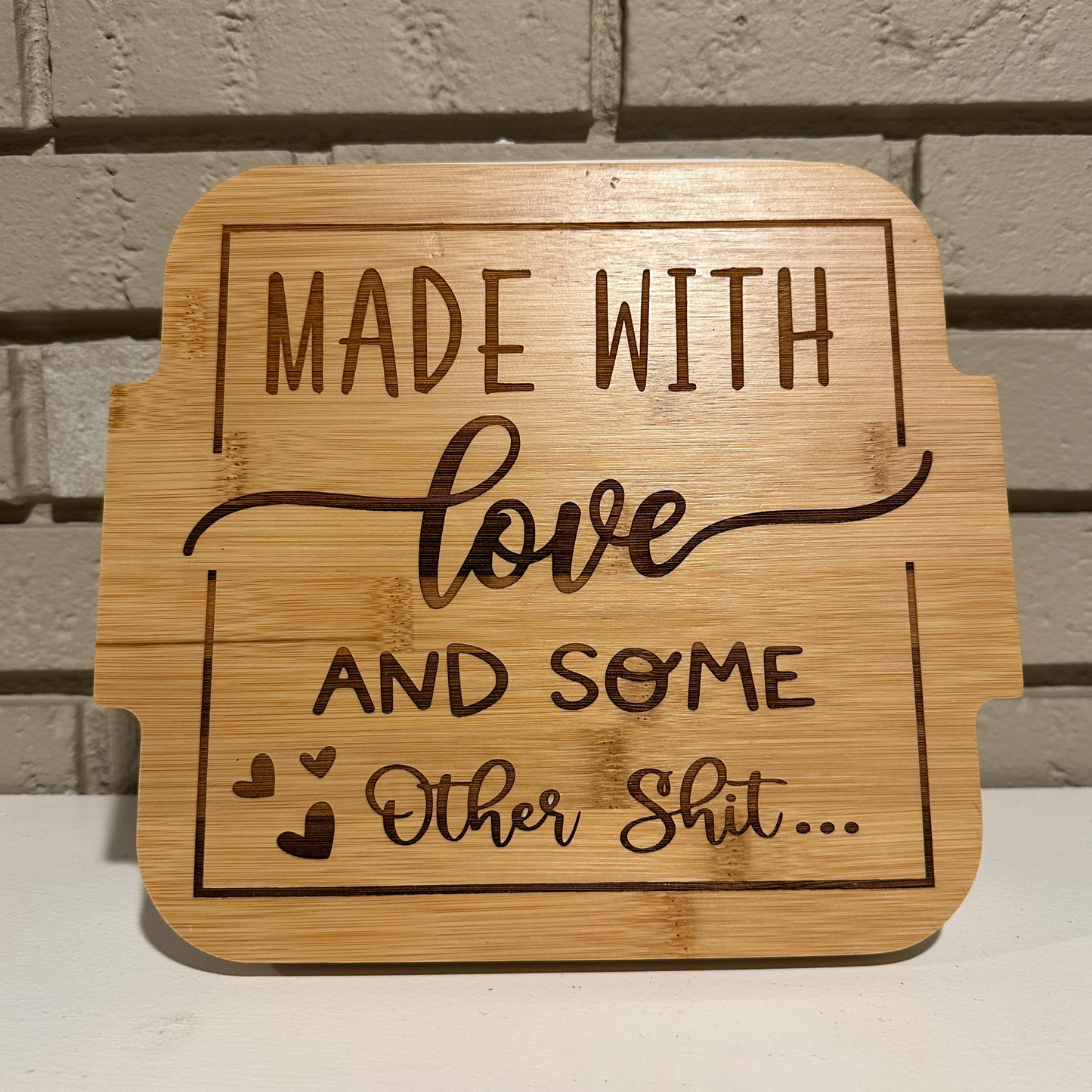 Made with Love and Some Other Shit 9x9" Casserole Dish with Laser Engraved Bamboo Lid