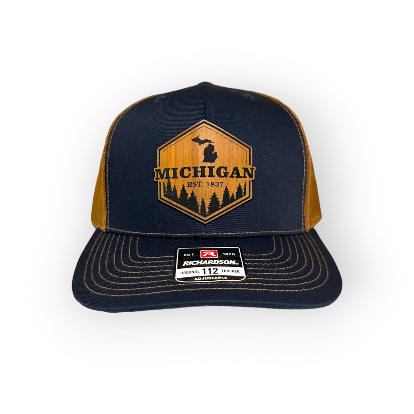 Michigan Hexagon Bamboo Leatherette Patch Hat