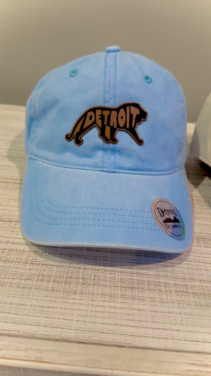 Detroit Lion Leather Patch Dad Hat