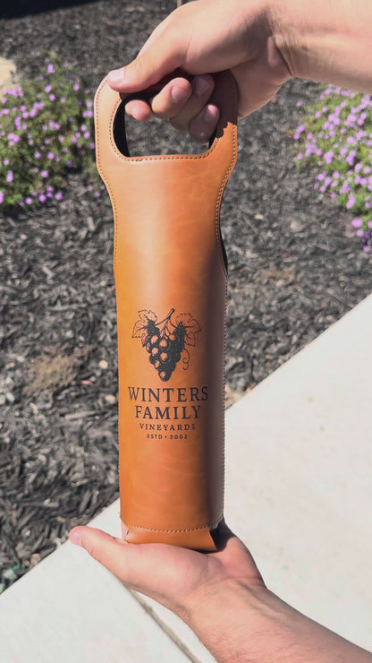 Personalized Leatherette Wine Sling — Laser Engraved | Single & Bulk Orders