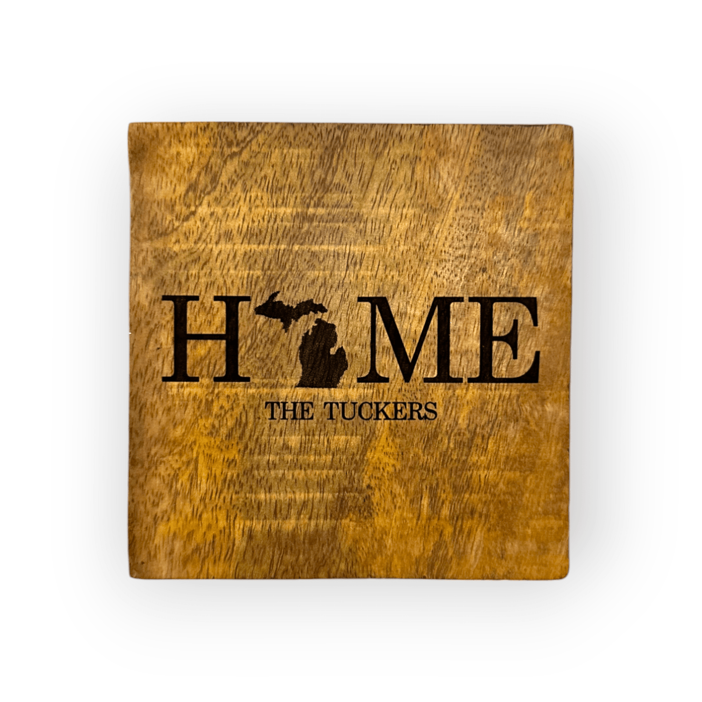 Set of Four Personalized Michigan Home Bamboo Coasters - Detroit Dry Goods