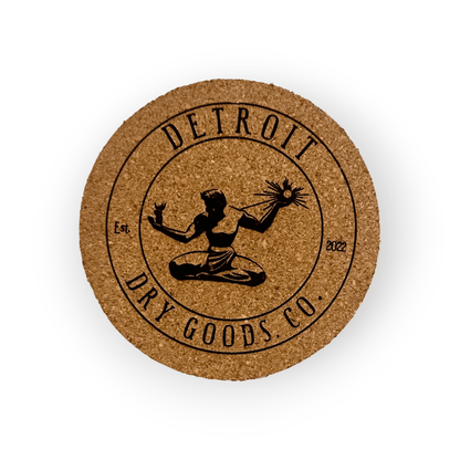 Single Customized 4" Cork Laser Engraved Round Coaster - Upload Your Own Design or Logo - Detroit Dry Goods
