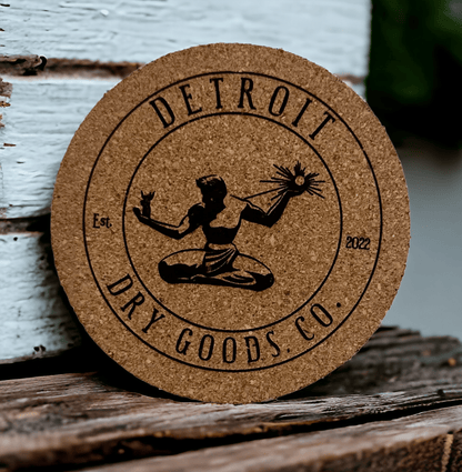 Single Customized 4" Cork Laser Engraved Round Coaster - Upload Your Own Design or Logo - Detroit Dry Goods
