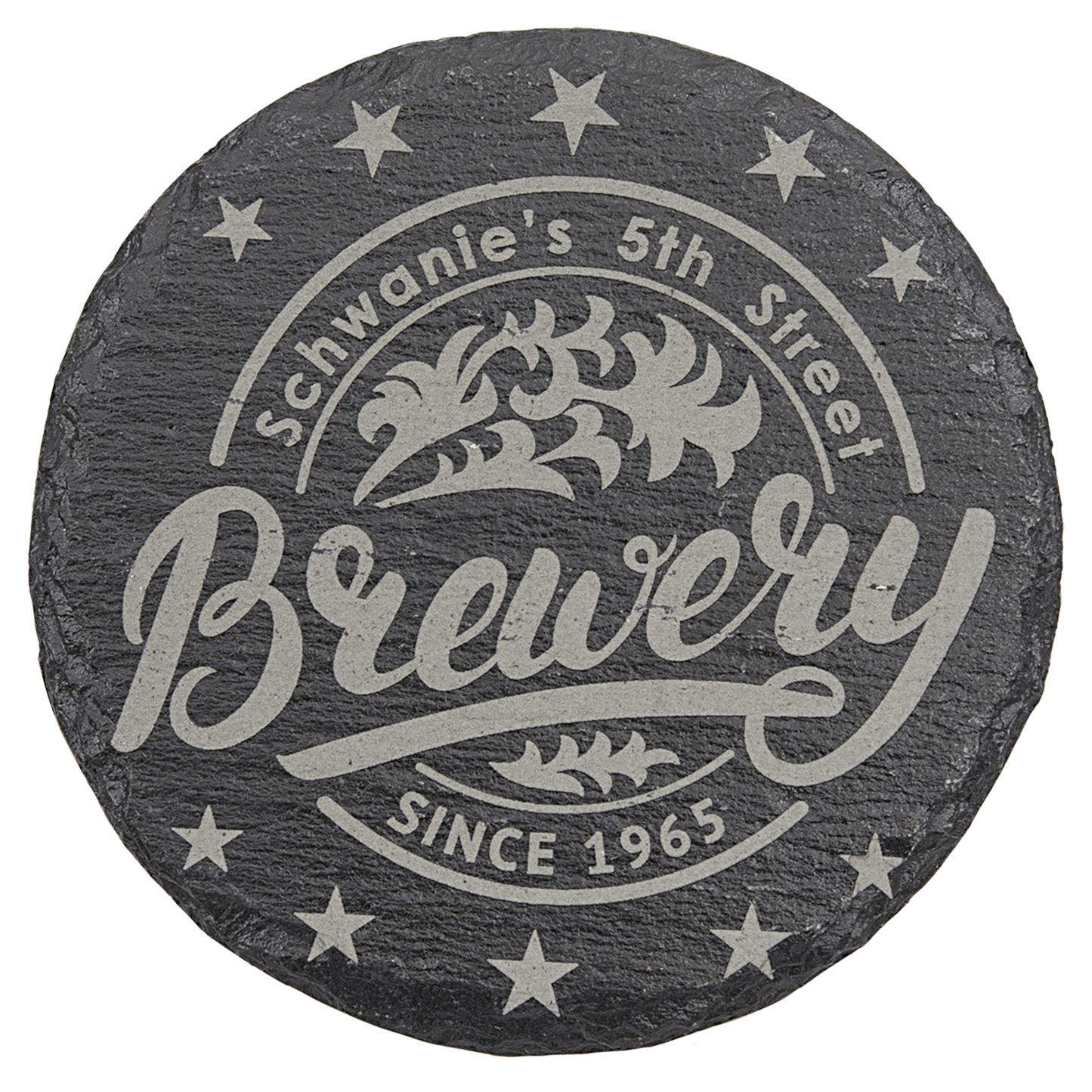 Single Customized 4" Slate Laser Engraved Round Coaster - Upload Your Own Design or Logo - Detroit Dry Goods