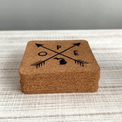 Square Ope X Cork Coaster Set - Detroit Dry Goods