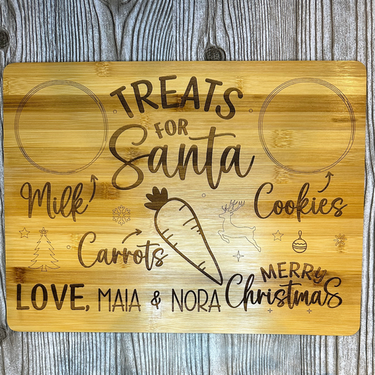 Personalized Treats for Santa Bamboo Board