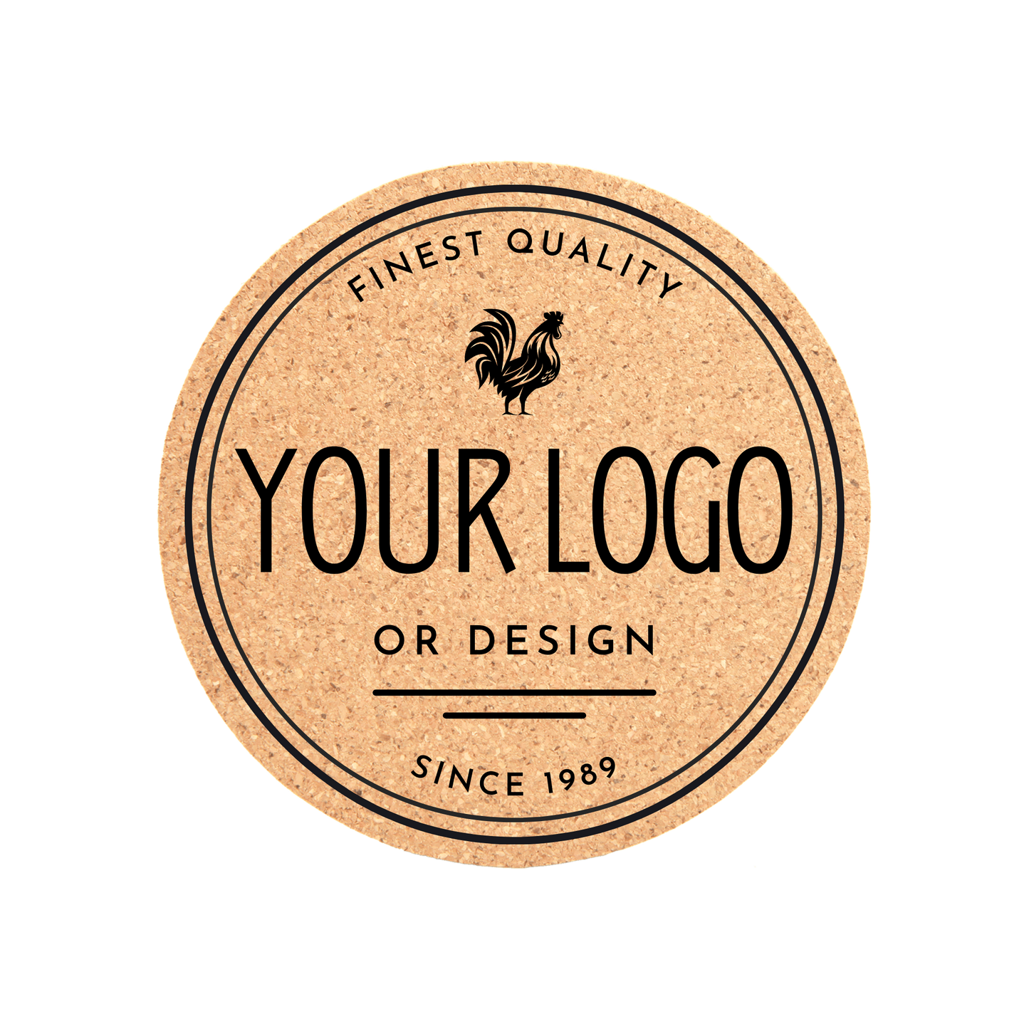 Single Customized 4" Cork Laser Engraved Round Coaster - Upload Your Own Design or Logo