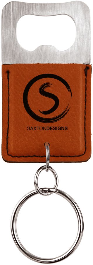 Custom Laser Engraved Leather Bottle Opener Keychain - Upload Your Own Logo or Design - Detroit Dry Goods