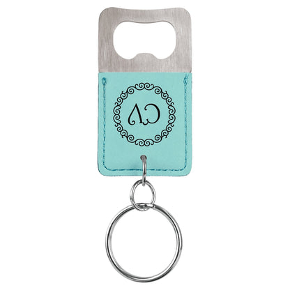 Custom Laser Engraved Leather Bottle Opener Keychain - Upload Your Own Logo or Design - Detroit Dry Goods