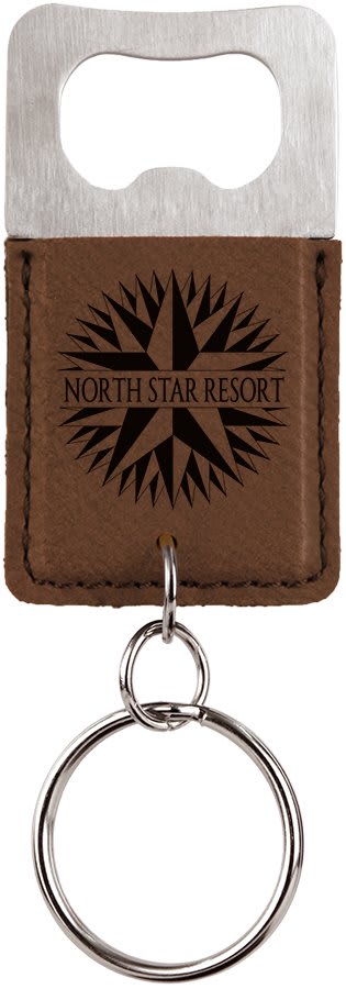 Custom Laser Engraved Leather Bottle Opener Keychain - Upload Your Own Logo or Design - Detroit Dry Goods