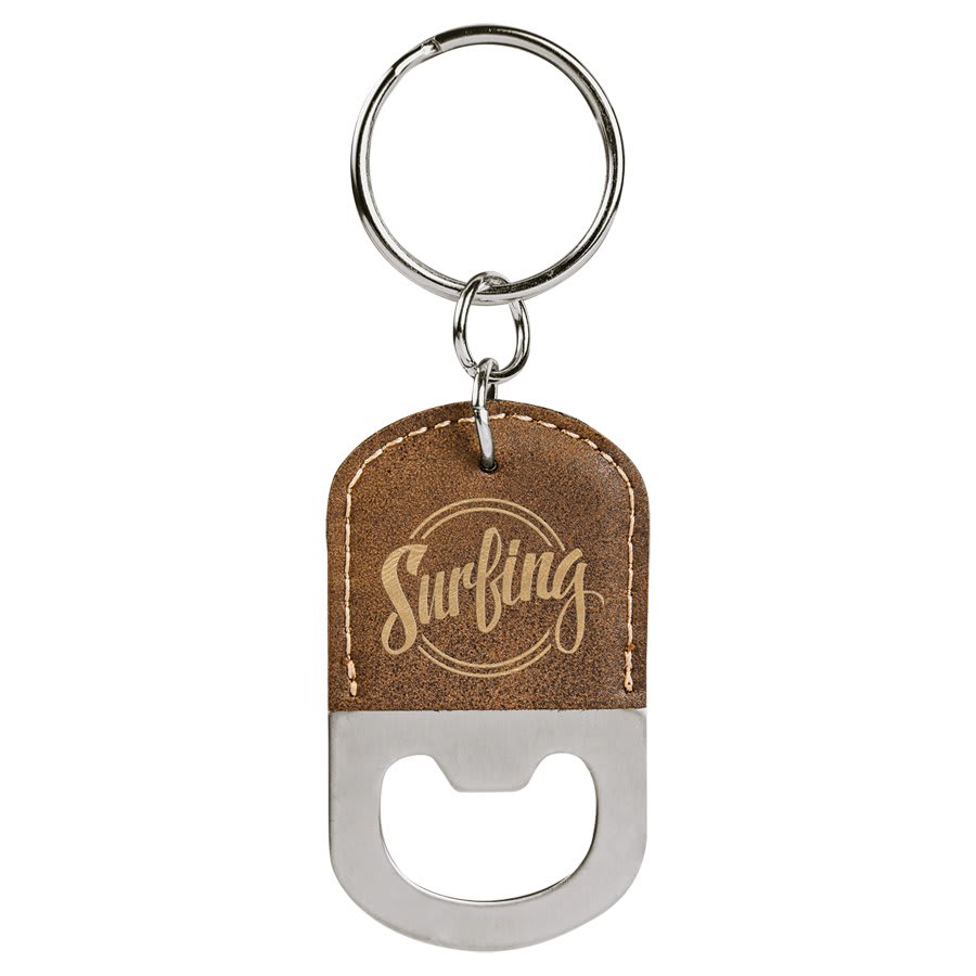 Custom Laser Engraved Leather Bottle Opener Keychain - Upload Your Own Logo or Design - Detroit Dry Goods