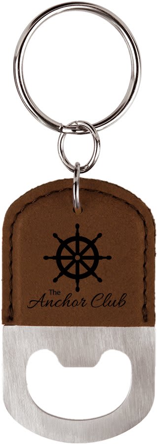 Custom Laser Engraved Leather Bottle Opener Keychain - Upload Your Own Logo or Design - Detroit Dry Goods