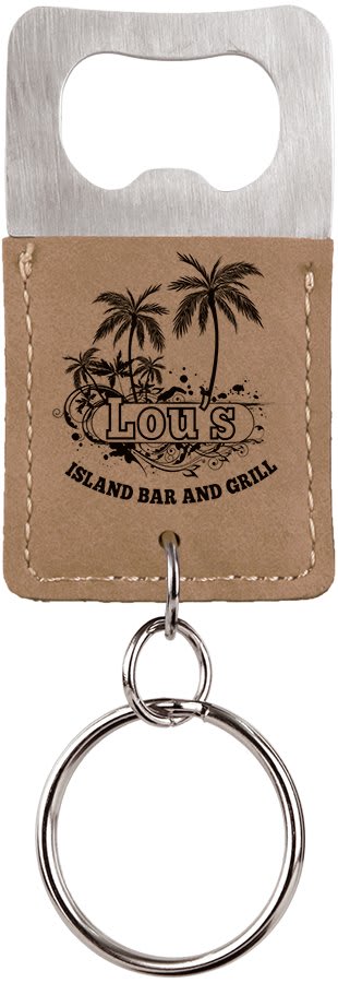 Custom Laser Engraved Leather Bottle Opener Keychain - Upload Your Own Logo or Design - Detroit Dry Goods