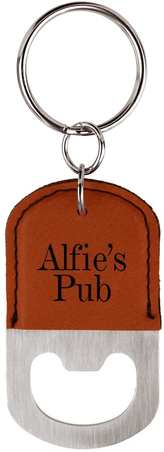 Custom Laser Engraved Leather Bottle Opener Keychain - Upload Your Own Logo or Design - Detroit Dry Goods