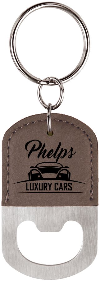 Custom Laser Engraved Leather Bottle Opener Keychain - Upload Your Own Logo or Design - Detroit Dry Goods