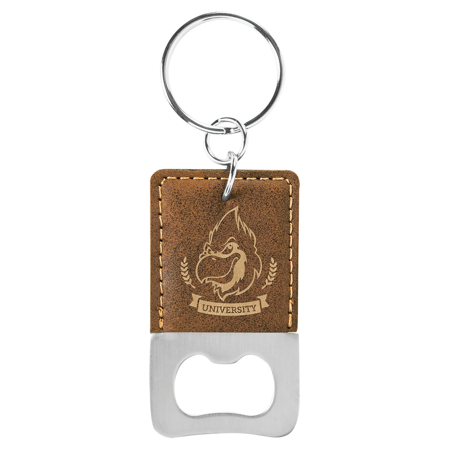 Custom Laser Engraved Leather Bottle Opener Keychain - Upload Your Own Logo or Design - Detroit Dry Goods