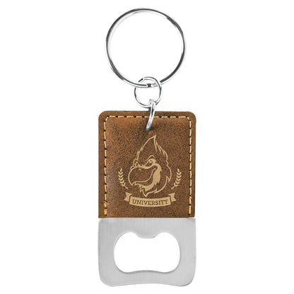 Custom Laser Engraved Leather Bottle Opener Keychain - Upload Your Own Logo or Design - Detroit Dry Goods