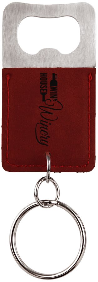 Custom Laser Engraved Leather Bottle Opener Keychain - Upload Your Own Logo or Design - Detroit Dry Goods