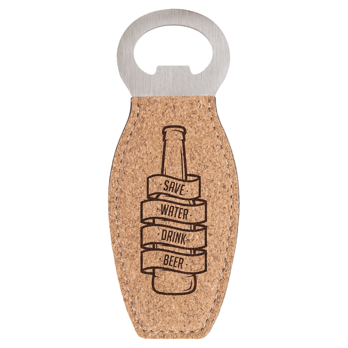 Custom Laser Engraved Leather Grip Bottle Opener with Magnet - Upload Your Own Logo or Design - Detroit Dry Goods