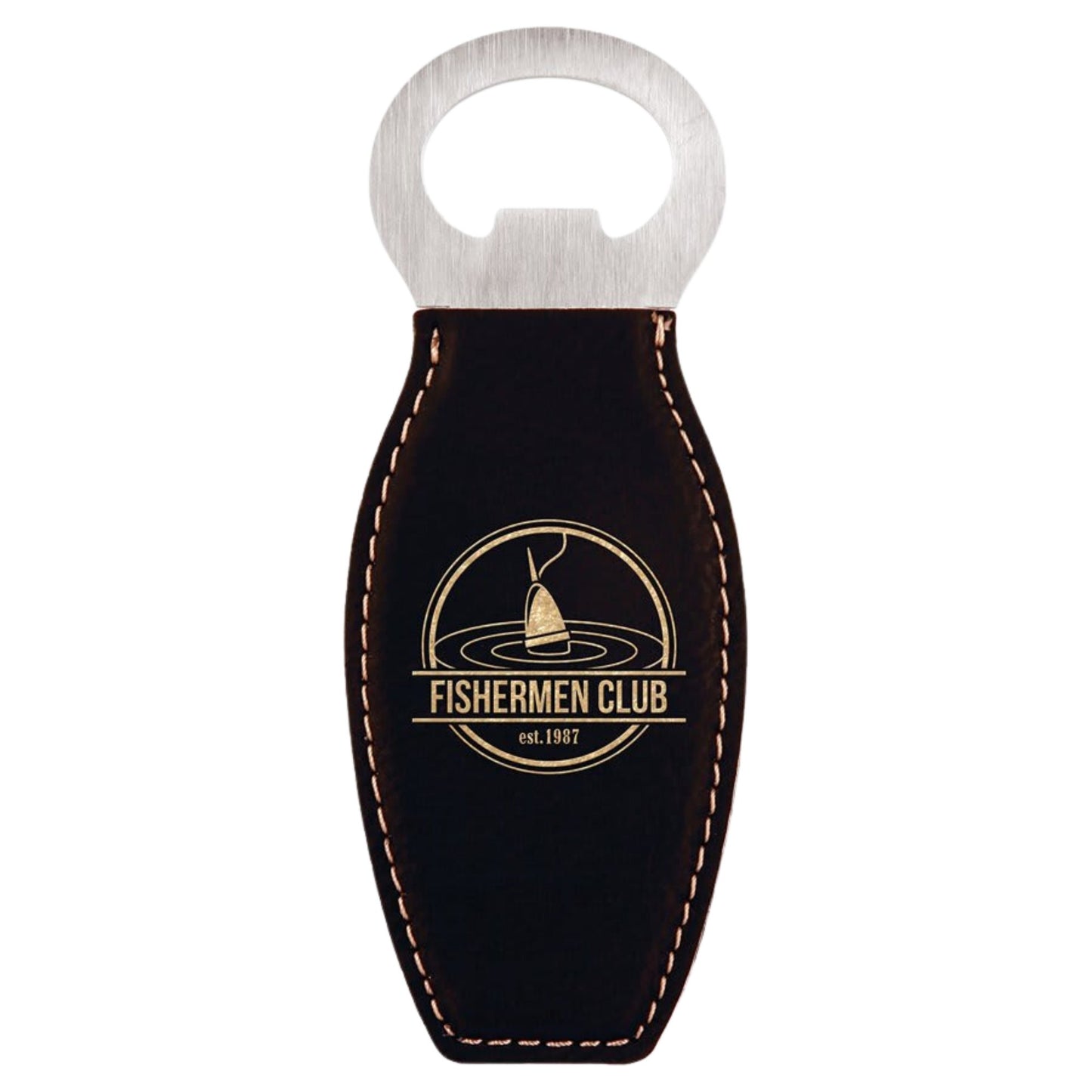 Custom Laser Engraved Leather Grip Bottle Opener with Magnet - Upload Your Own Logo or Design - Detroit Dry Goods