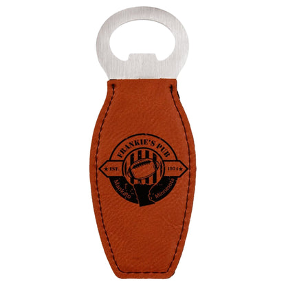 Custom Laser Engraved Leather Grip Bottle Opener with Magnet - Upload Your Own Logo or Design - Detroit Dry Goods