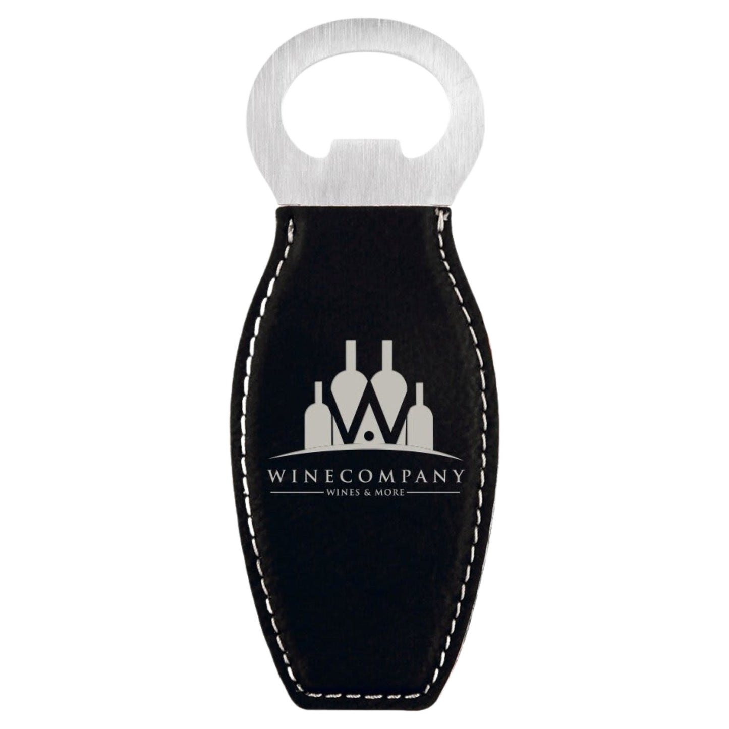 Custom Laser Engraved Leather Grip Bottle Opener with Magnet - Upload Your Own Logo or Design - Detroit Dry Goods