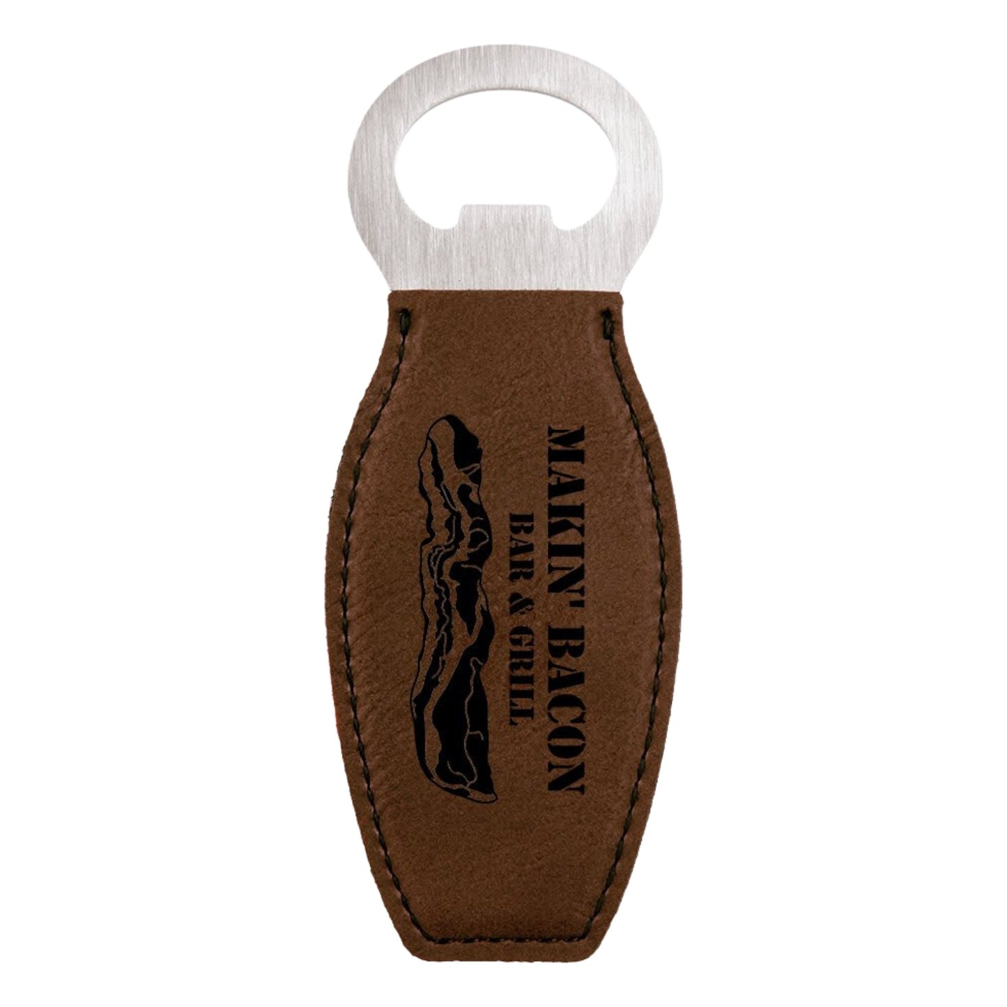 Custom Laser Engraved Leather Grip Bottle Opener with Magnet - Upload Your Own Logo or Design - Detroit Dry Goods