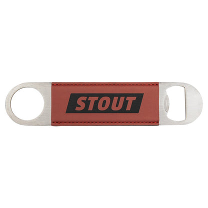 Custom Laser Engraved Leather Wrapped Double Sided Metal Bottle Opener - Upload Your Own Logo or Design - Detroit Dry Goods