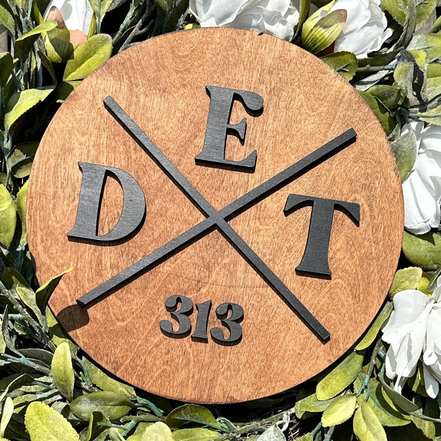 DET 313 12" Round Wood Sign - Detroit Decor - Detroit Dry Goods