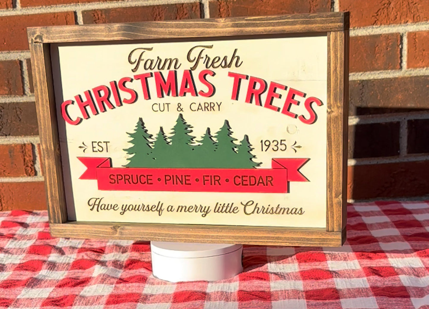 Farm Fresh Christmas Trees Rustic 3D Wood Sign