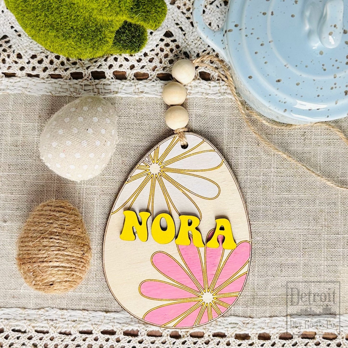 Personalized Groovy Flower Easter Basket Tag - Detroit Dry Goods