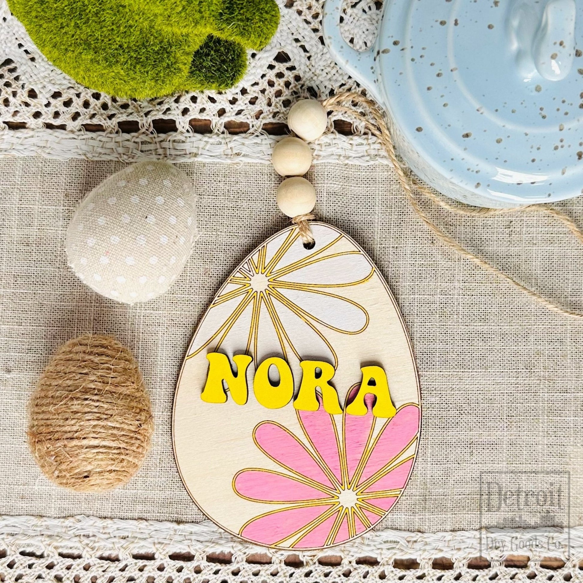 Personalized Groovy Flower Easter Basket Tag - Detroit Dry Goods