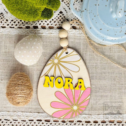 Personalized Groovy Flower Easter Basket Tag - Detroit Dry Goods