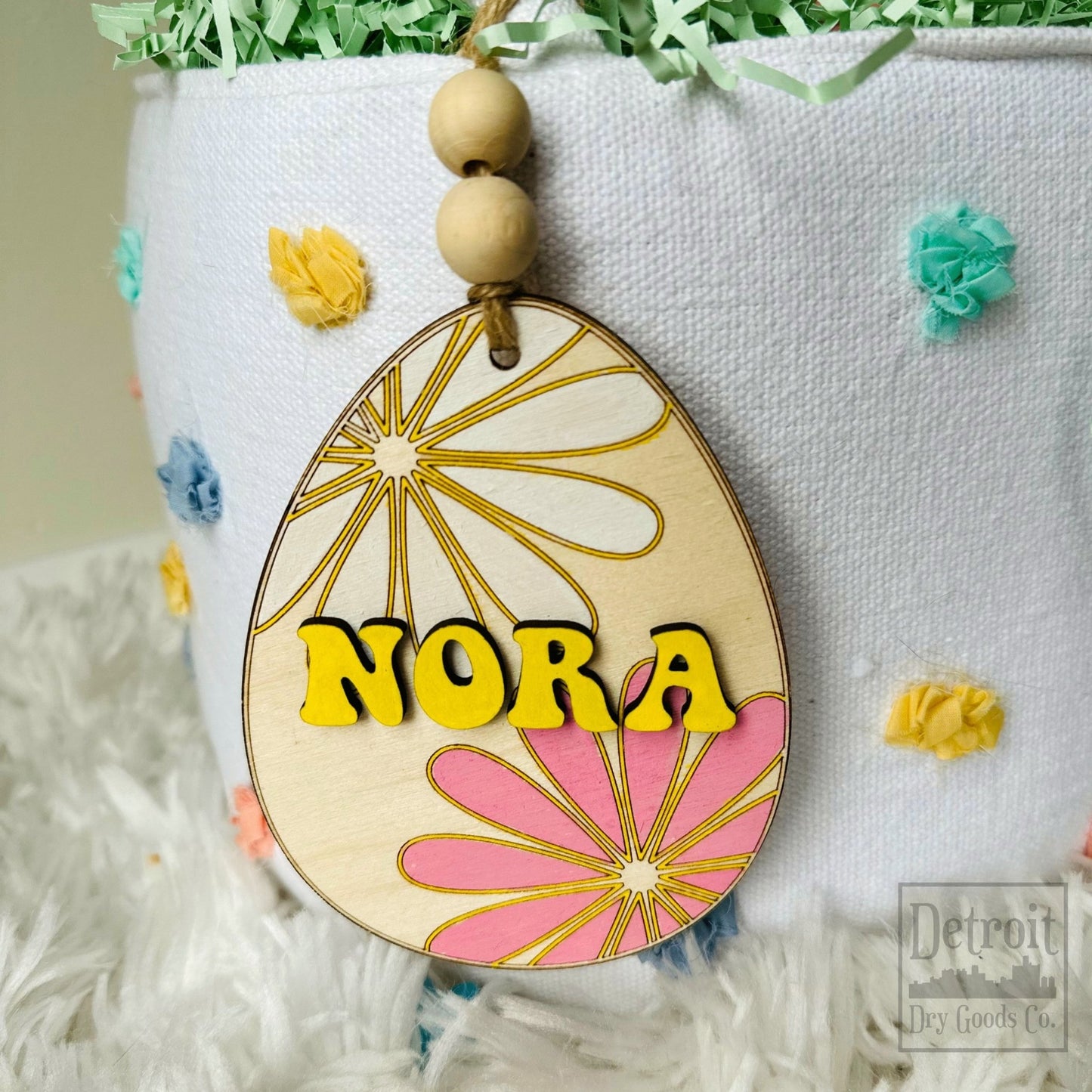 Personalized Groovy Flower Easter Basket Tag - Detroit Dry Goods
