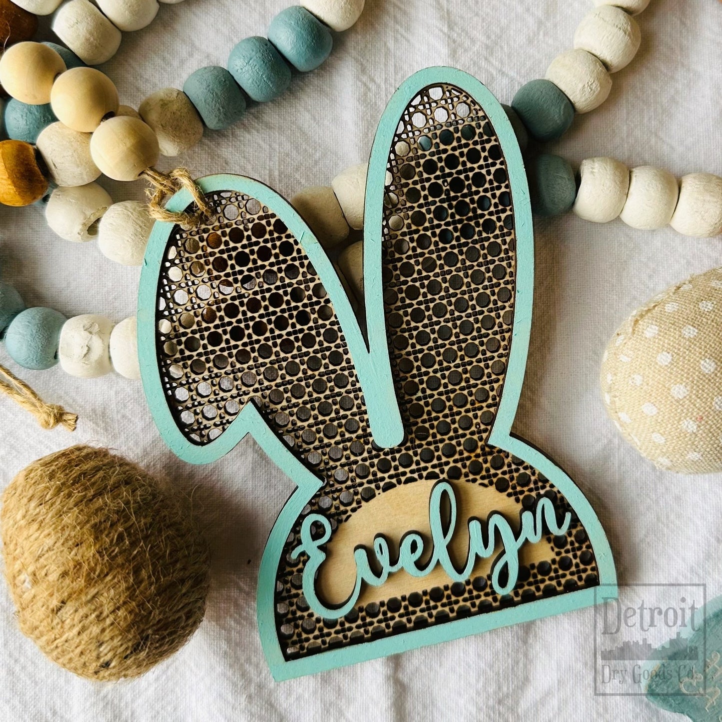 Personalized Rattan Boho Easter Basket Tag - Detroit Dry Goods