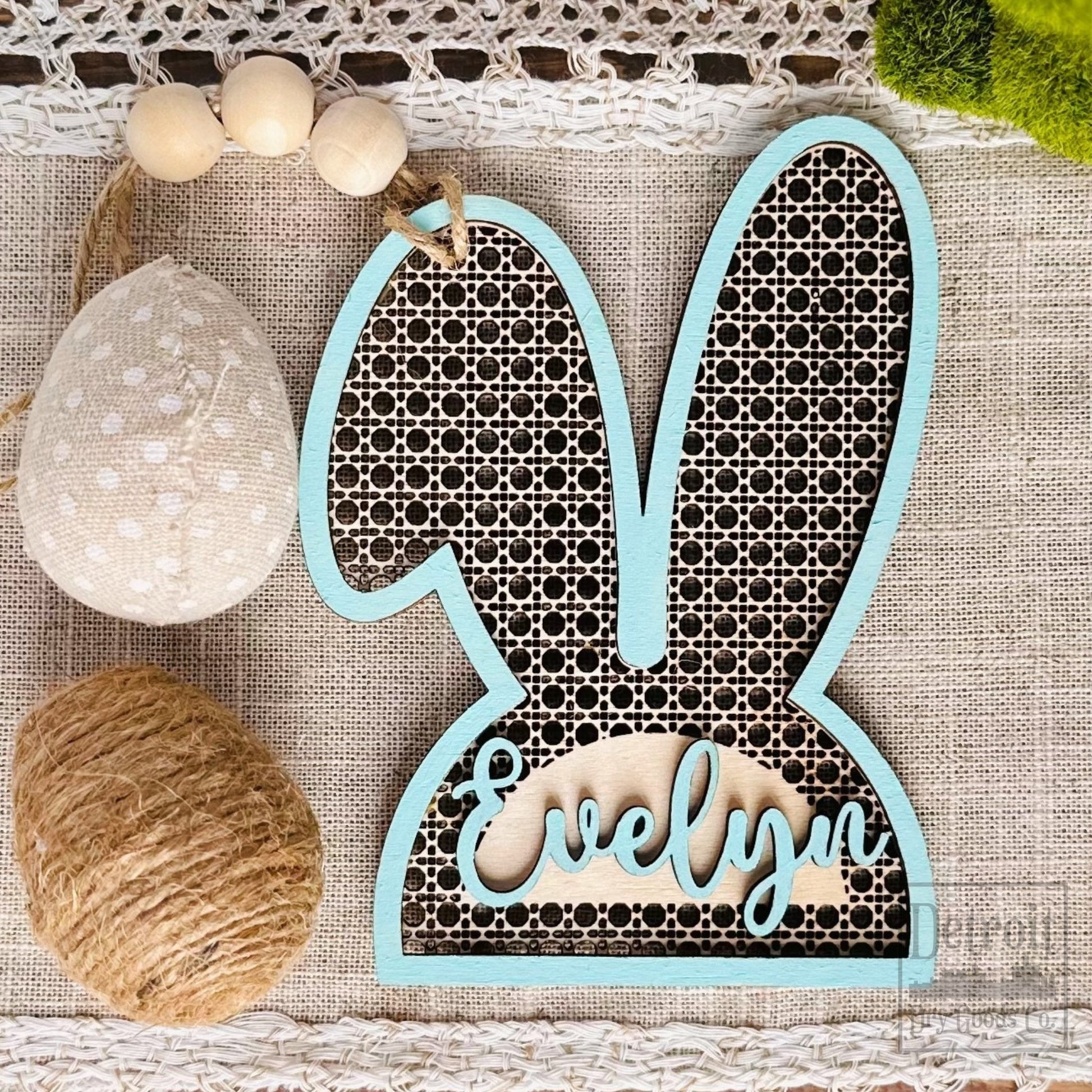 Personalized Rattan Boho Easter Basket Tag - Detroit Dry Goods