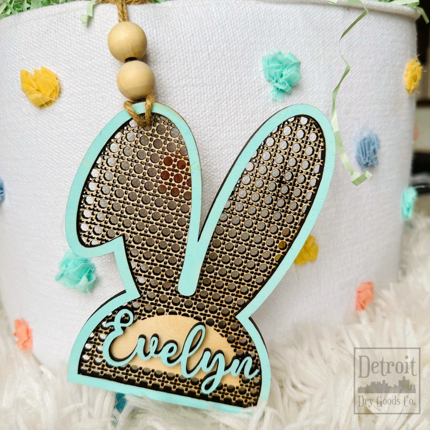 Personalized Rattan Boho Easter Basket Tag - Detroit Dry Goods