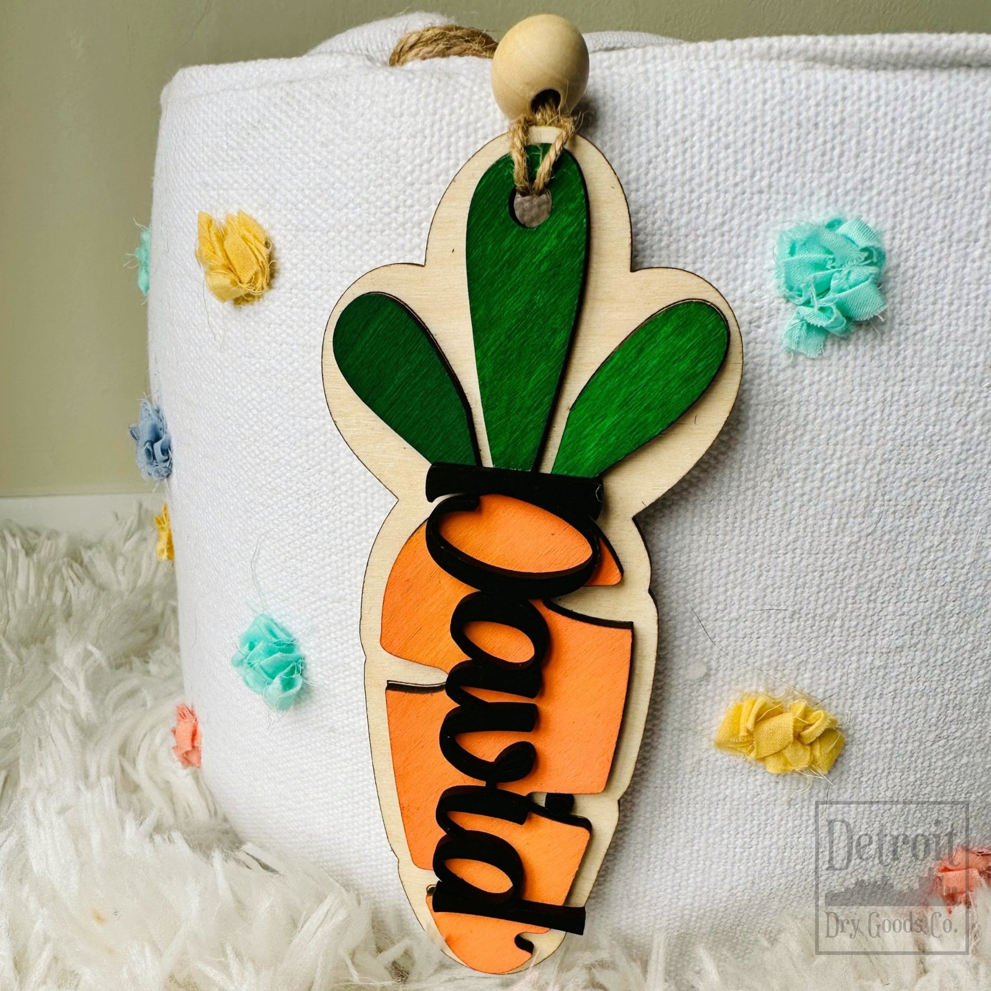 Personalized Wooden Carrot Easter Basket Tag - Detroit Dry Goods