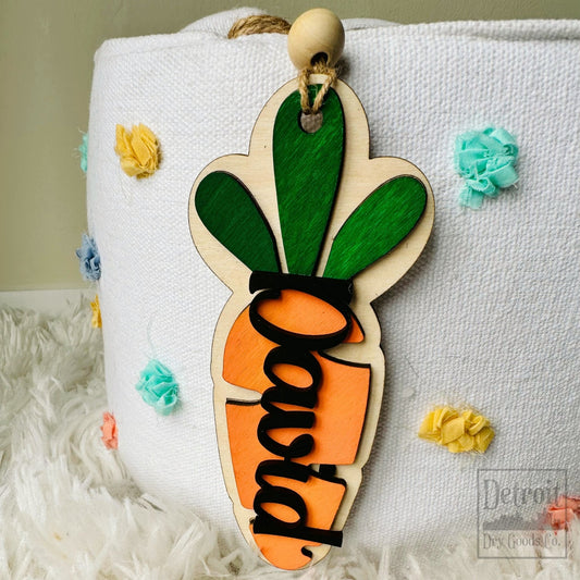 Personalized Wooden Carrot Easter Basket Tag - Detroit Dry Goods