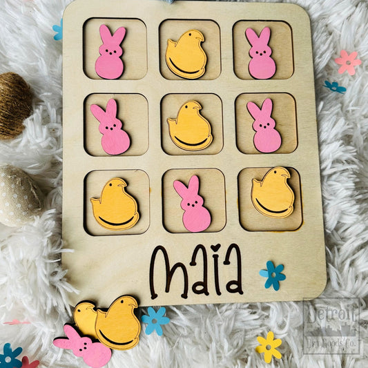 Personalized Wooden Easter Tic Tac Toe Game - Detroit Dry Goods